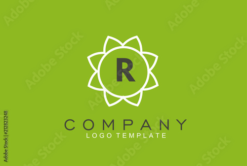 Monogram letter R initials logo. Abstract elegant flower logo icon vector design.