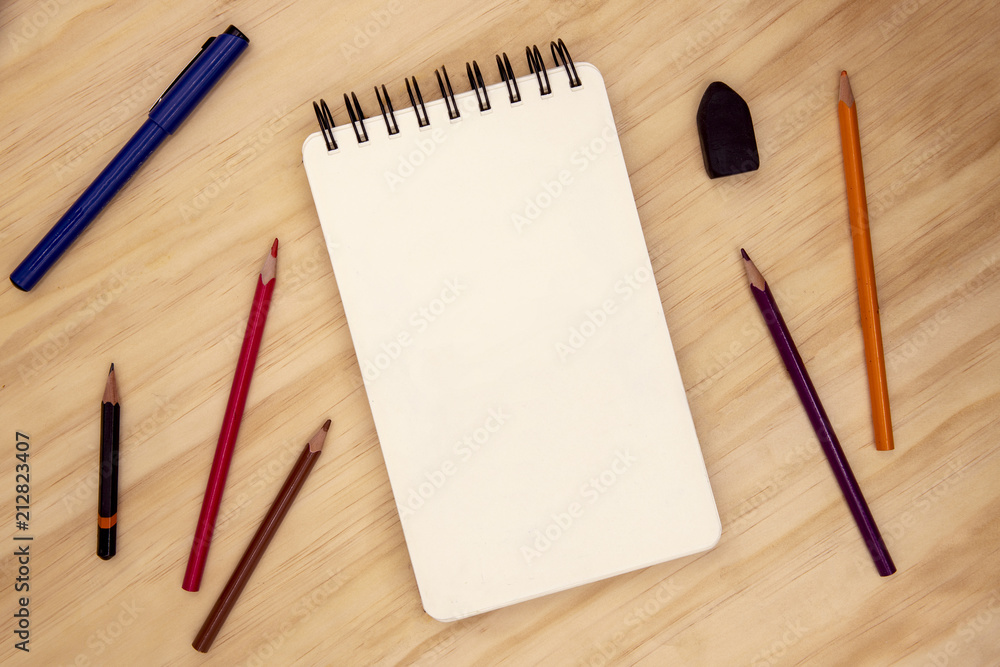 Top View Blank Page Journal Pencil Stock Photo 2309252083