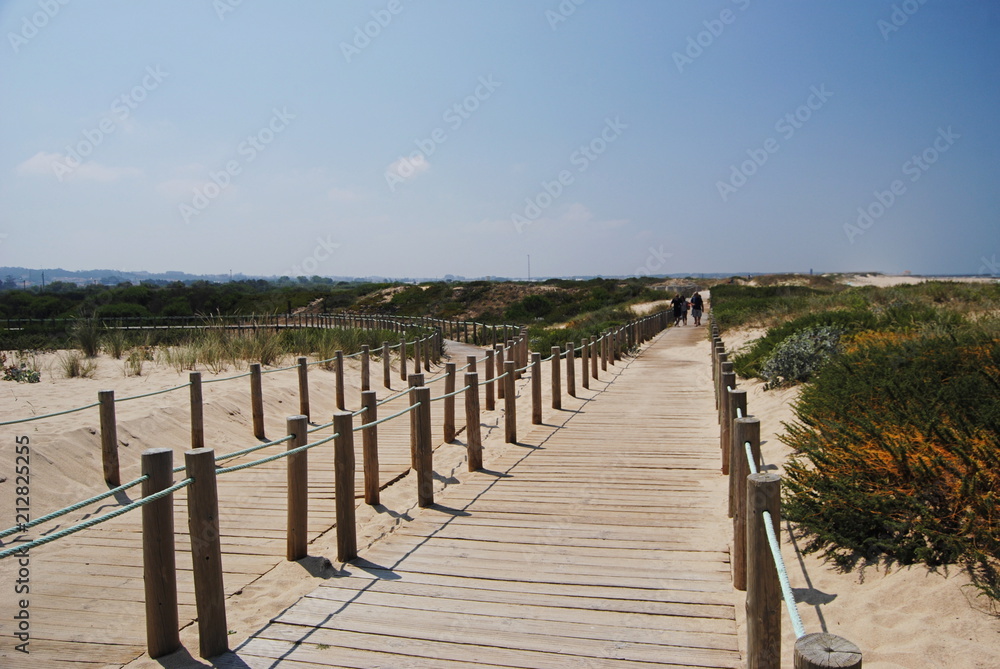 Passadiços para caminhadas no meio da praia - caminhar á beira mar