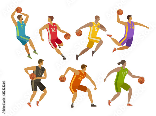 Basketball players. Sport concept. Cartoon vector illustration