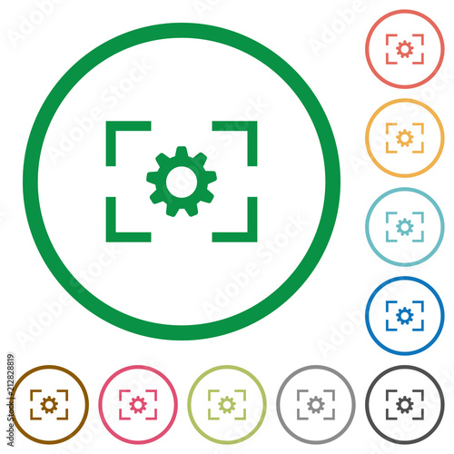 Camera setting flat icons with outlines