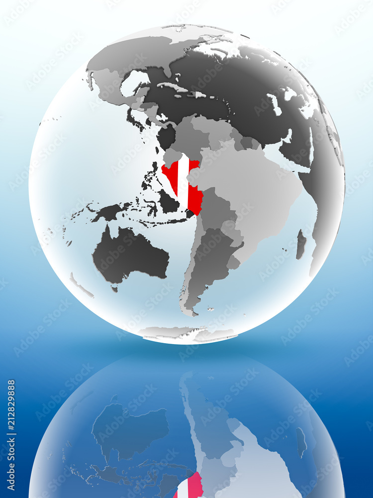 Obraz premium Peru on political globe