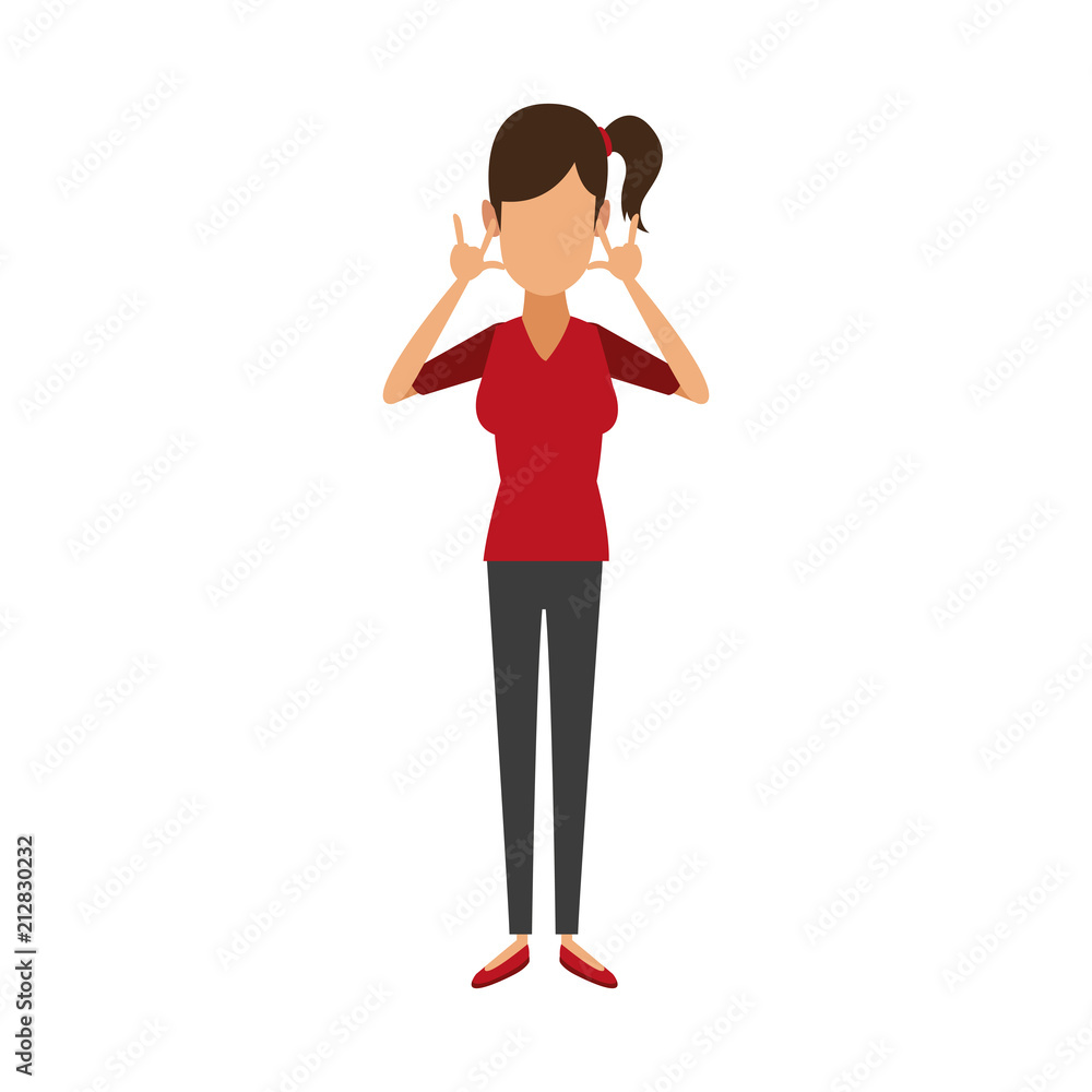 Young woman with hands on head vector illustration graphic design Young woman with hands on head vector illustration graphic design