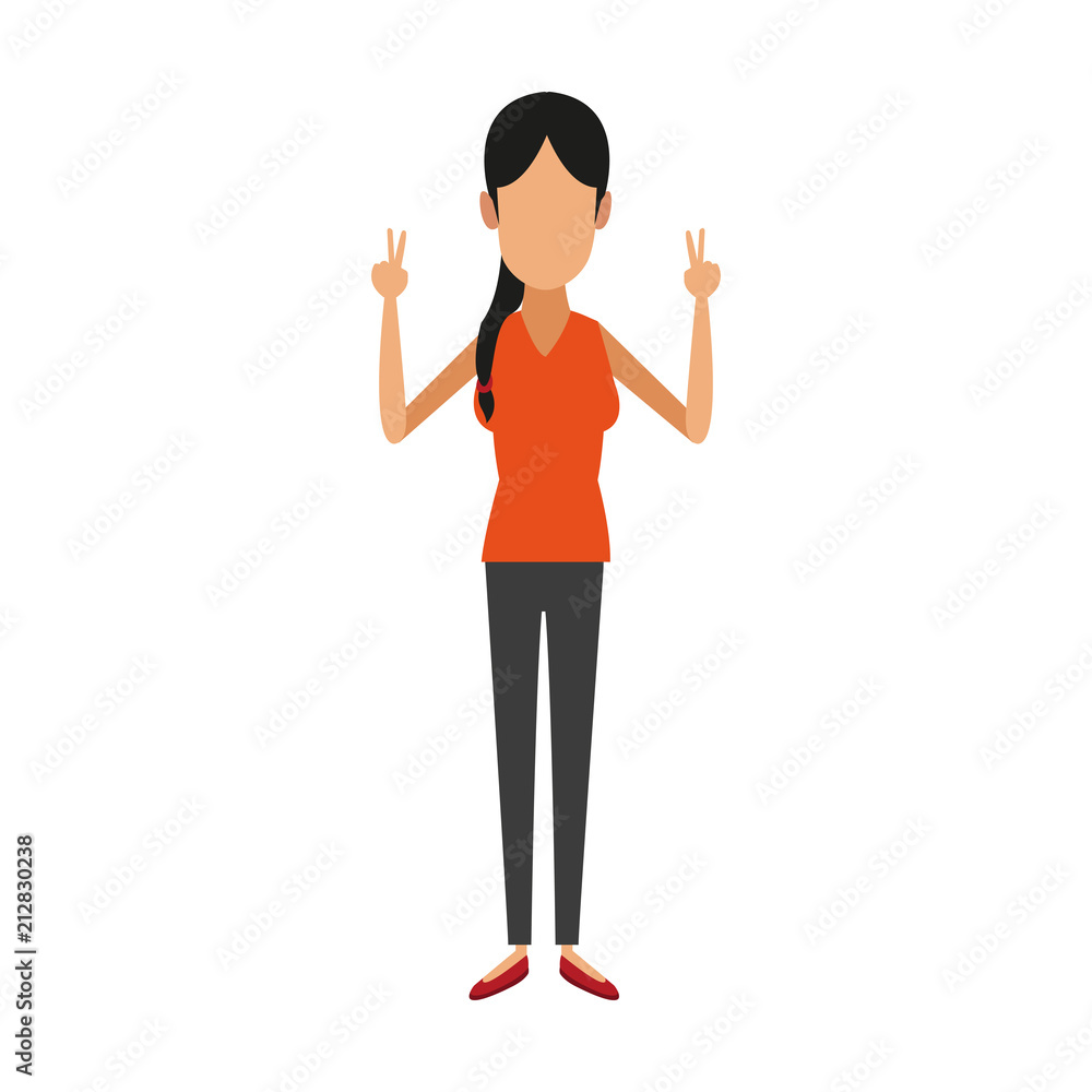 Young woman doing peace symbol with hands vector illustration graphic design Young woman doing peace symbol with hands vector illustration graphic design