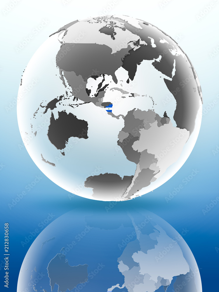 Fototapeta premium Nicaragua on political globe
