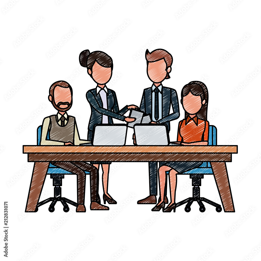 Business teamwork working at office vector illustration graphic design