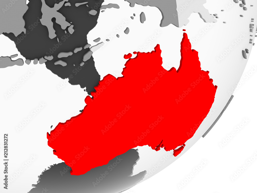 Australia in red on grey map
