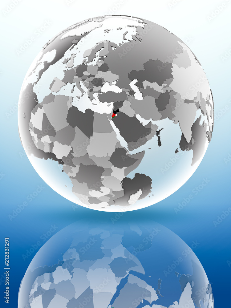 Obraz premium Jordan on political globe