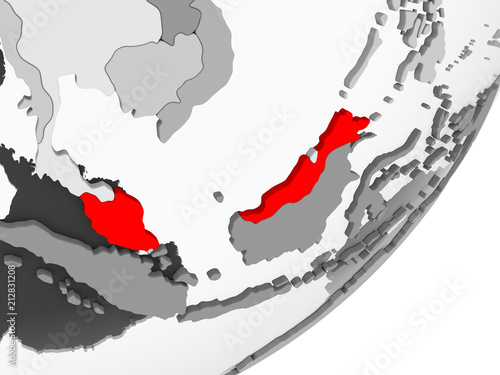 Malaysia in red on grey map
