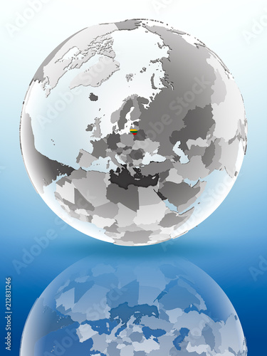 Lithuania on political globe