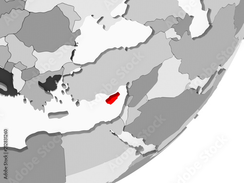 Cyprus in red on grey map
