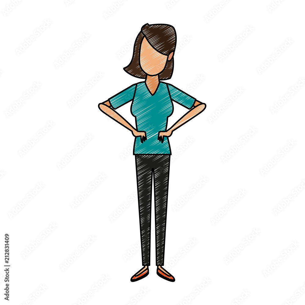 Fototapeta premium Young woman faceless cartoon vector illustration graphic design