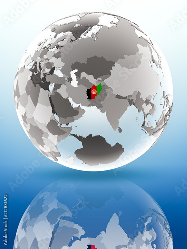 Afghanistan on political globe