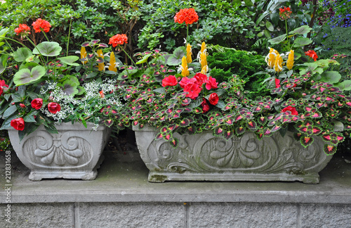 Decorative stone flower planters