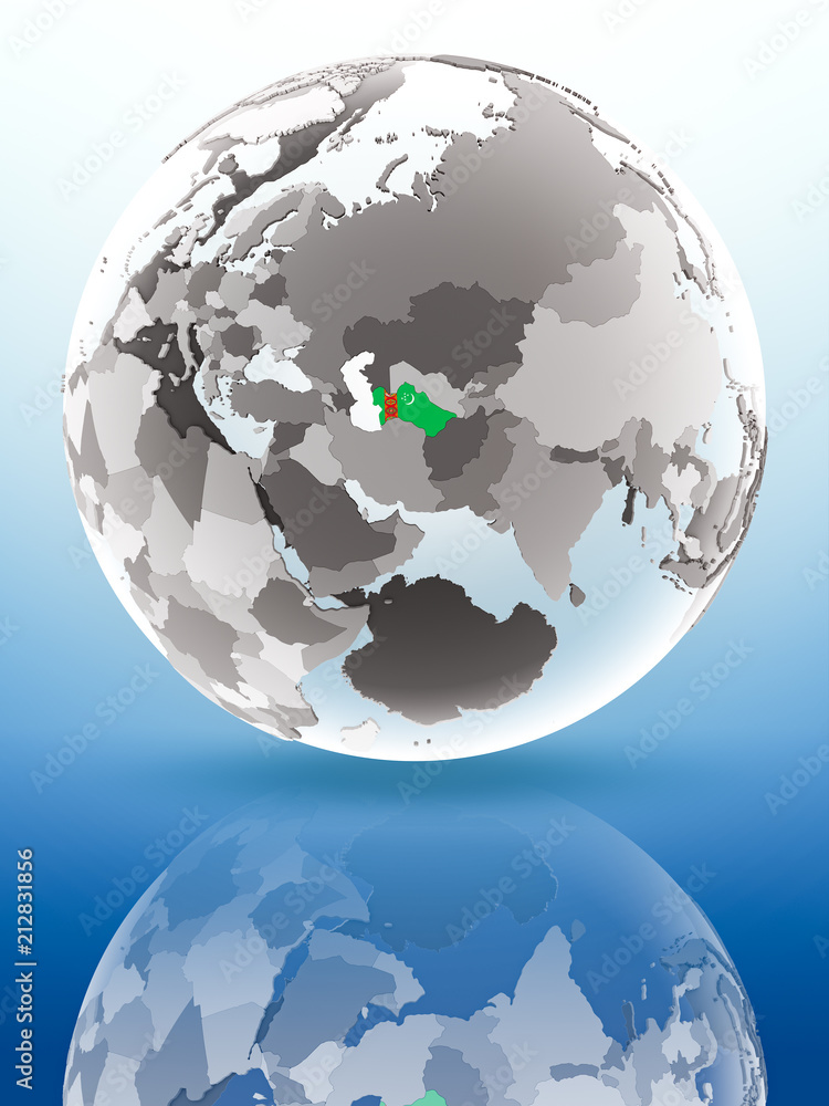 Turkmenistan on political globe