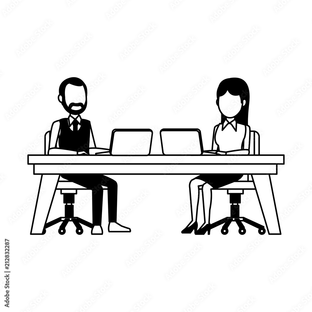 Business teamwork working at office vector illustration graphic design
