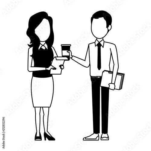 Businessmens with coffee and documents vector illustration graphic design © Jemastock