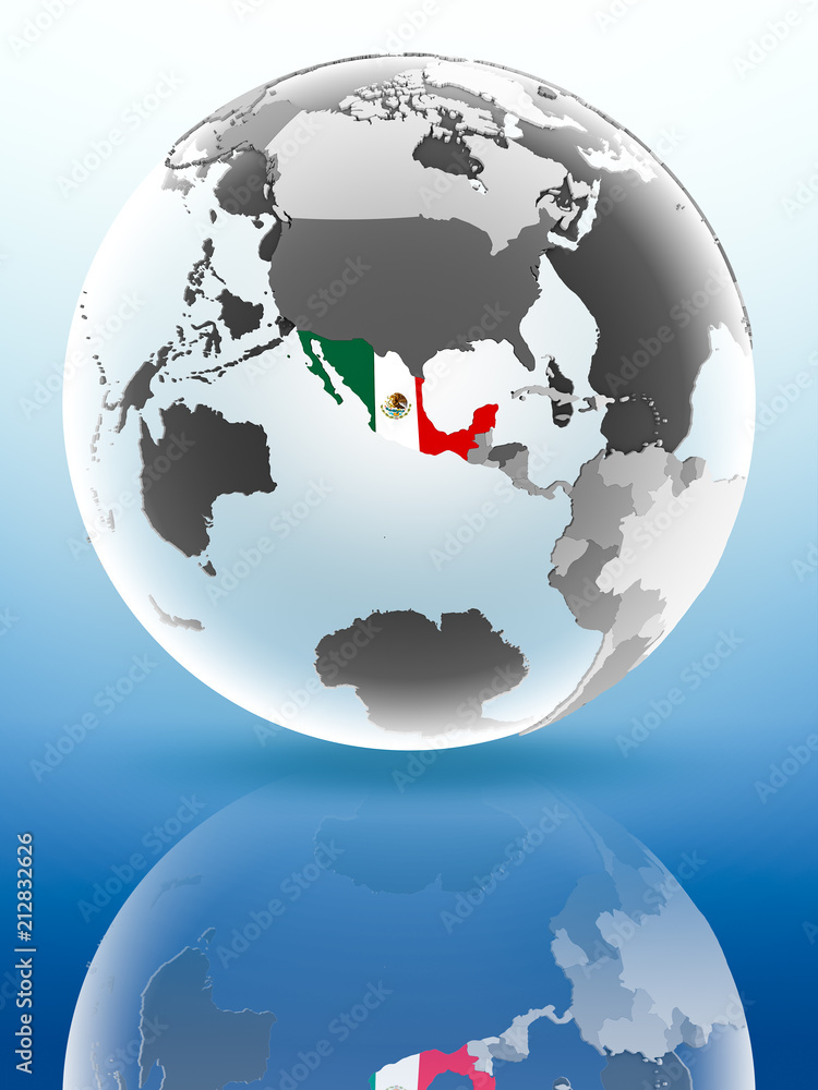 Obraz premium Mexico on political globe