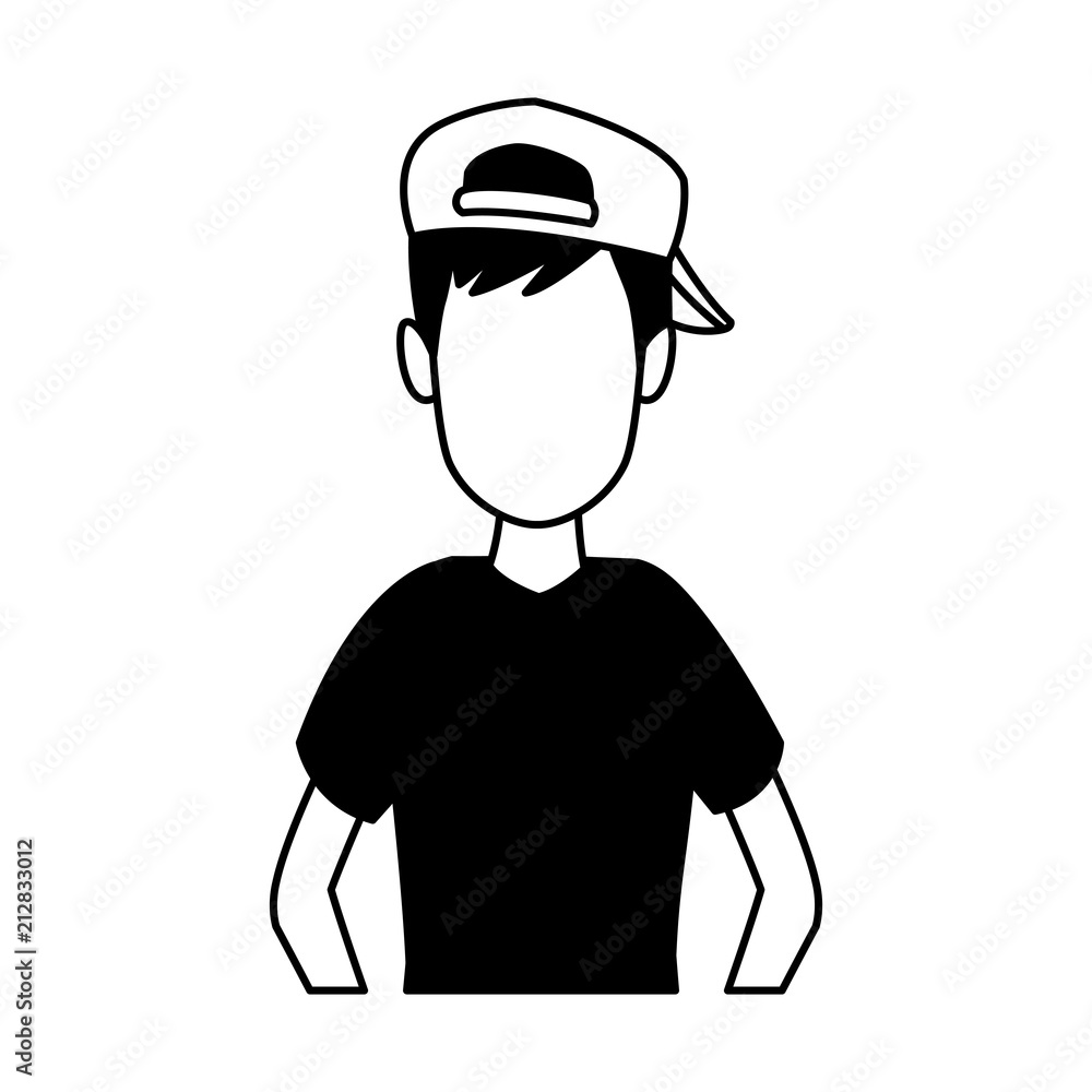 young man with hat doing peace symbol sign vector illustration graphic design