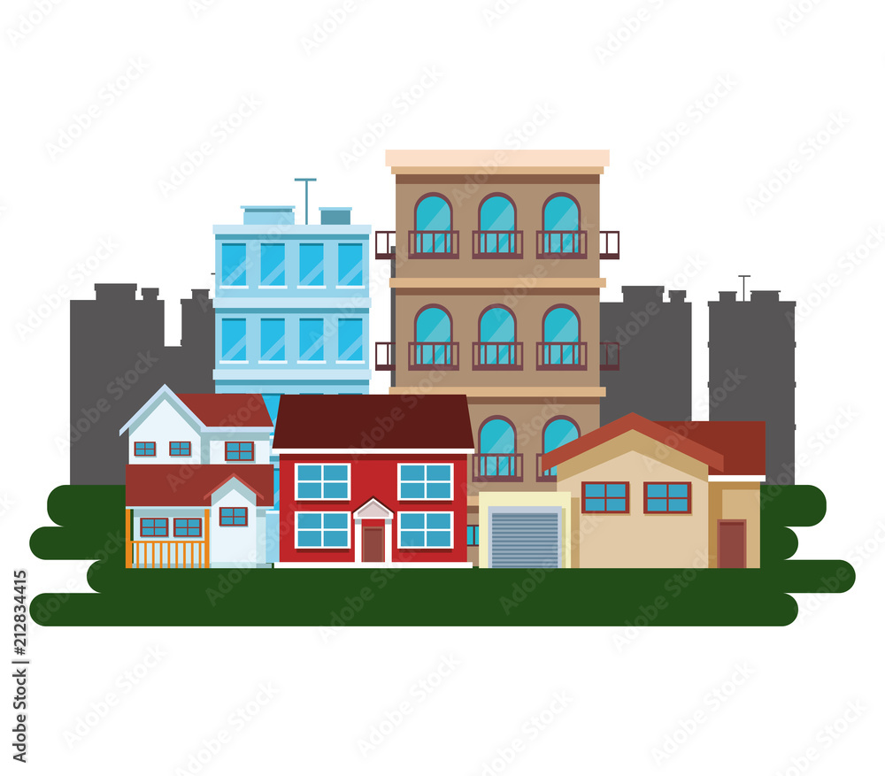 City buildings over white background vector illustration graphic design