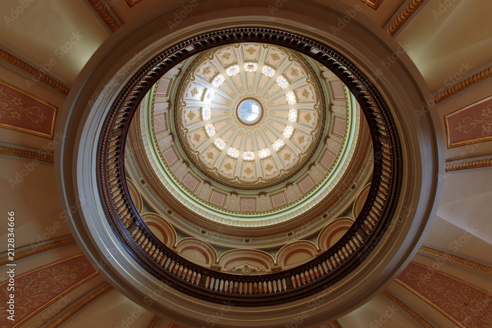 California State Capitol's Inner Dome. The interior dome of the Capitol  combines Victorian detail with Classical Renaissance elements and  governmental symbols. Stock Photo | Adobe Stock
