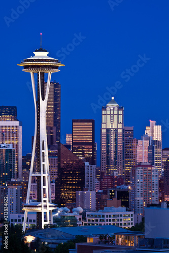 Seattle skyline at dusk