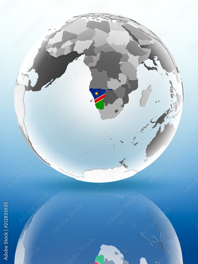 Obraz premium Namibia on political globe