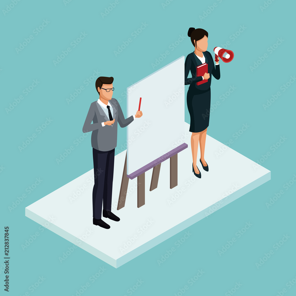 Executives at business meeting isometric concept vector illustration graphic design Executives at business meeting isometric concept vector illustration graphic design