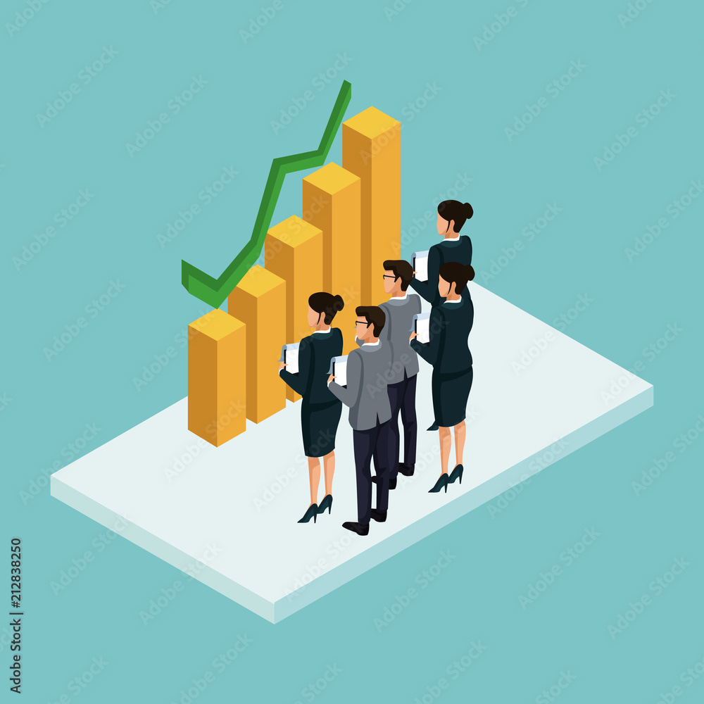 Executives at business meeting isometric concept vector illustration graphic design Executives at business meeting isometric concept vector illustration graphic design