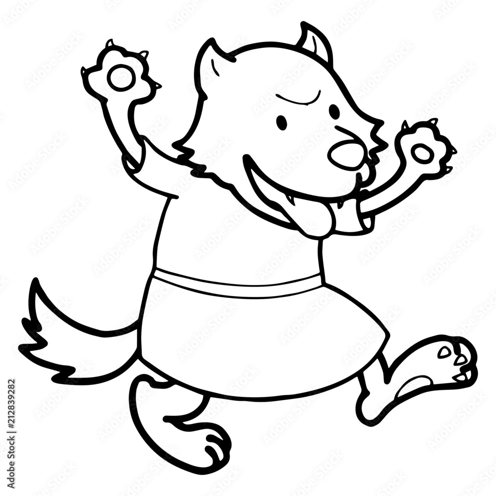 Wolf cartoon illustration isolated on white background for children color book Wolf cartoon illustration isolated on white background for children color book
