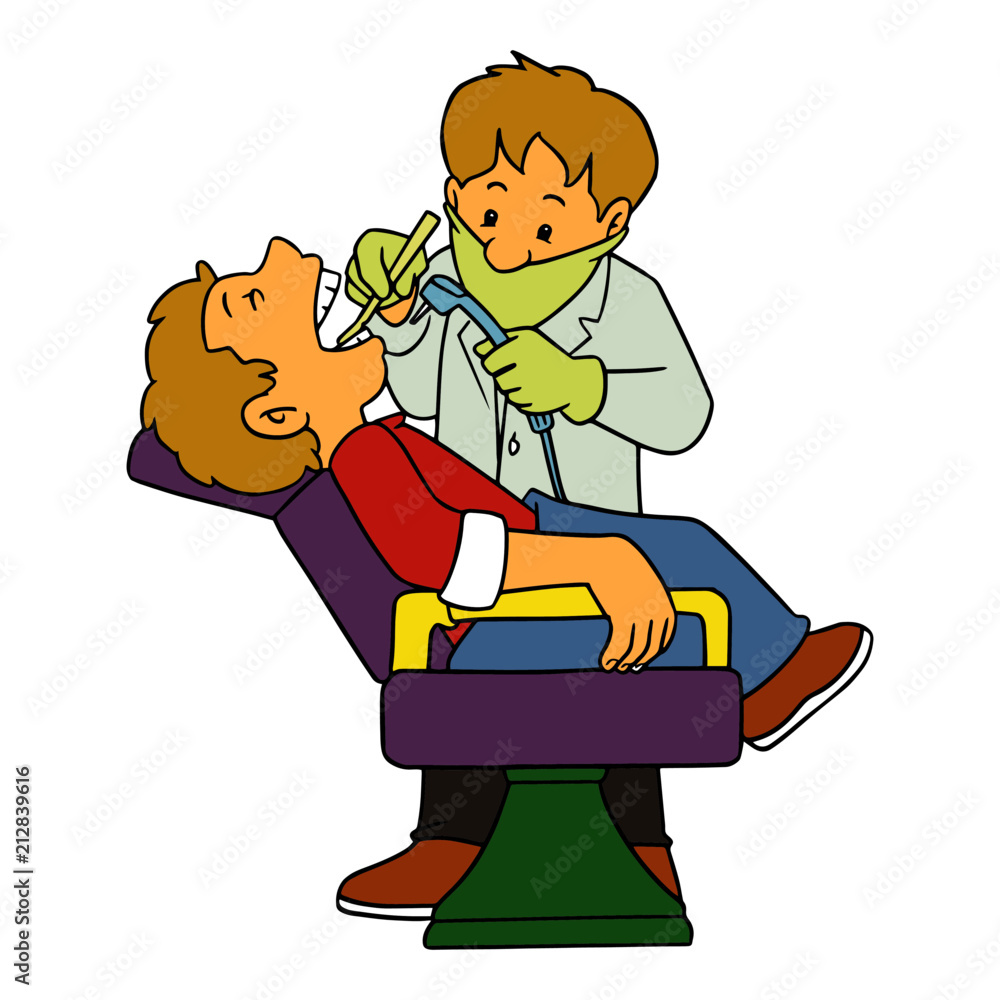 Dentist cartoon illustration isolated on white background for children