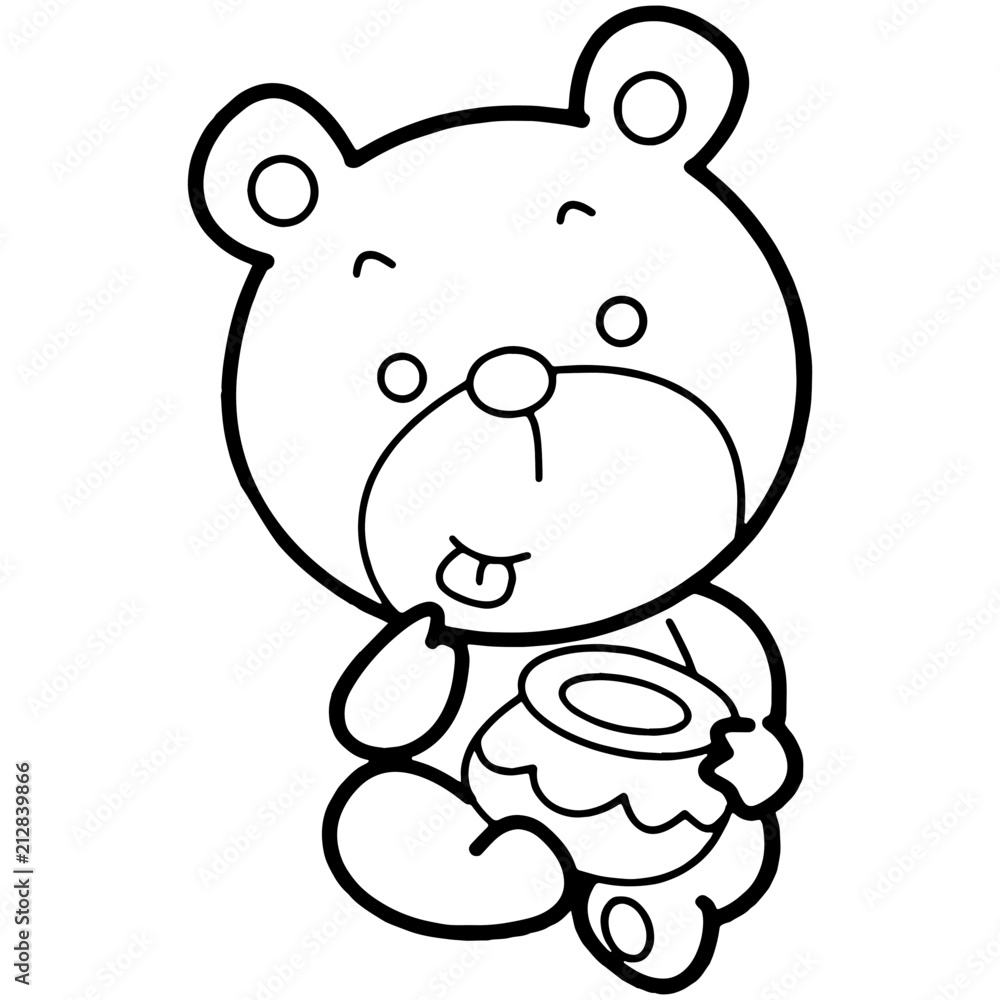 Cute bear cartoon illustration isolated on white background for children color book Cute bear cartoon illustration isolated on white background for children color book