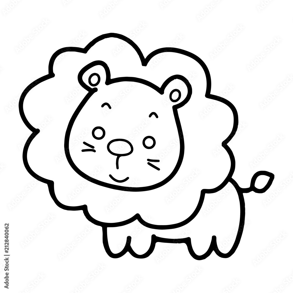 Cute lion cartoon illustration isolated on white background for children color book Cute lion cartoon illustration isolated on white background for children color book