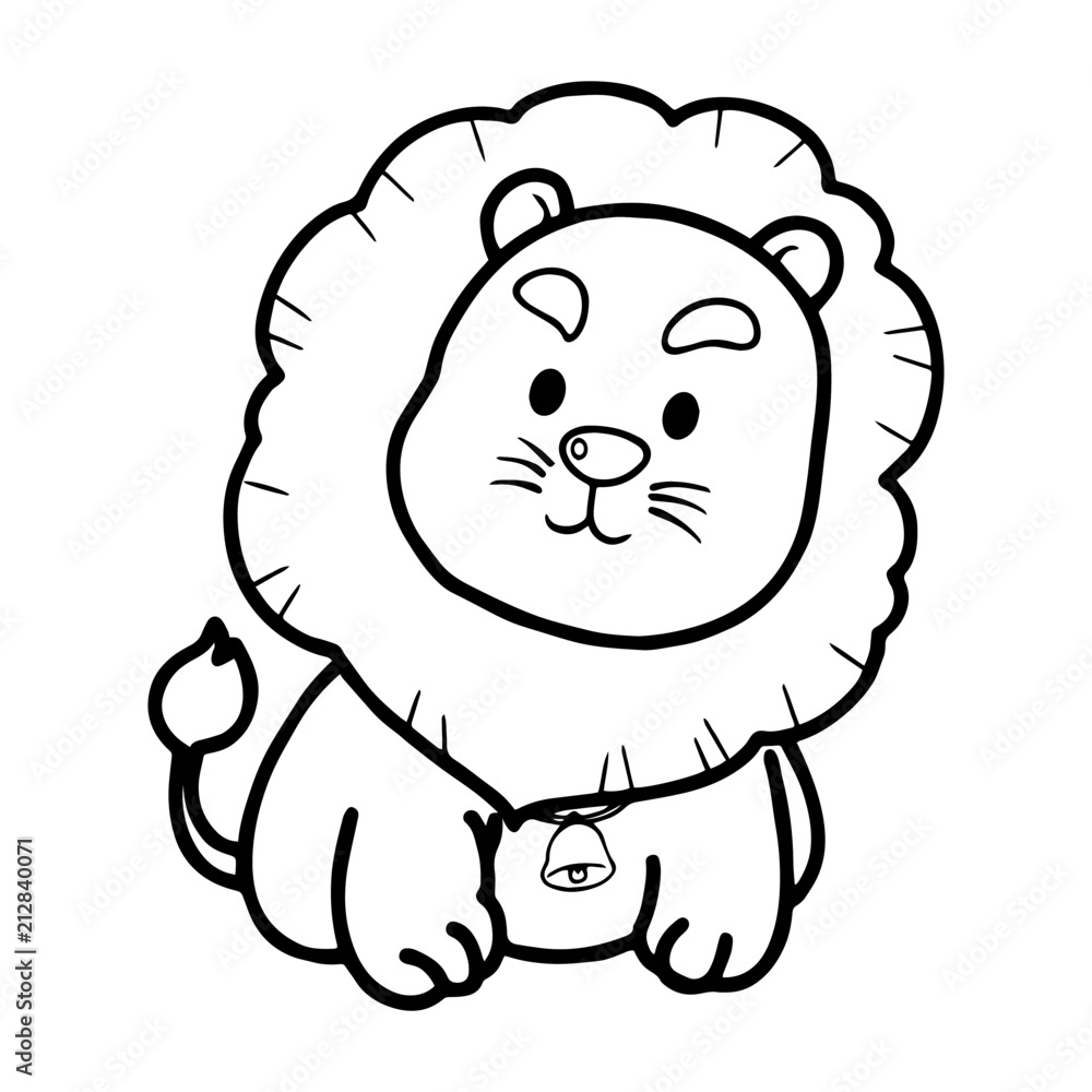 Cute lion cartoon illustration isolated on white background for children color book Cute lion cartoon illustration isolated on white background for children color book