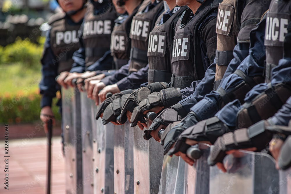 Fotografie Riot police control the crowd..