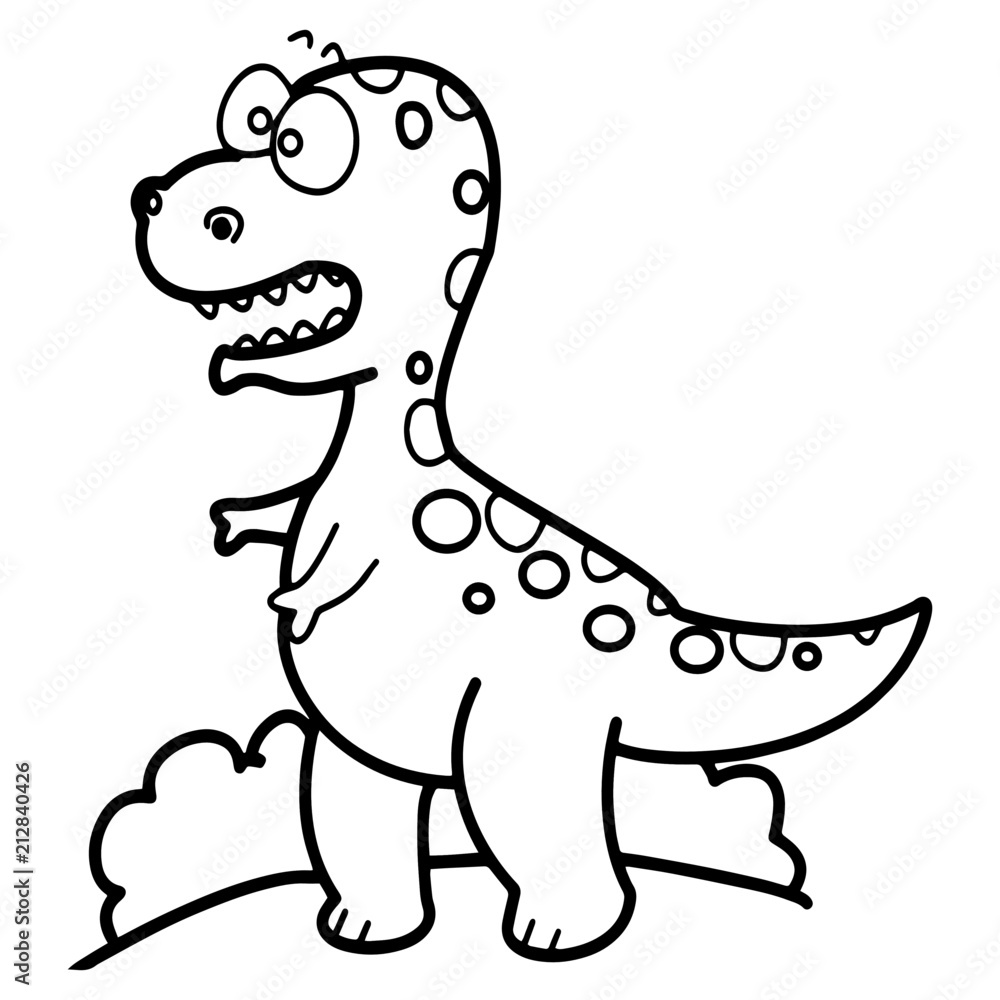 Tyrannosaurus cartoon illustration isolated on white background for children color book Tyrannosaurus cartoon illustration isolated on white background for children color book