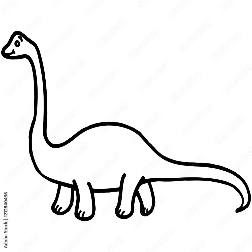Diplodocus cartoon illustration isolated on white background for children color book Diplodocus cartoon illustration isolated on white background for children color book