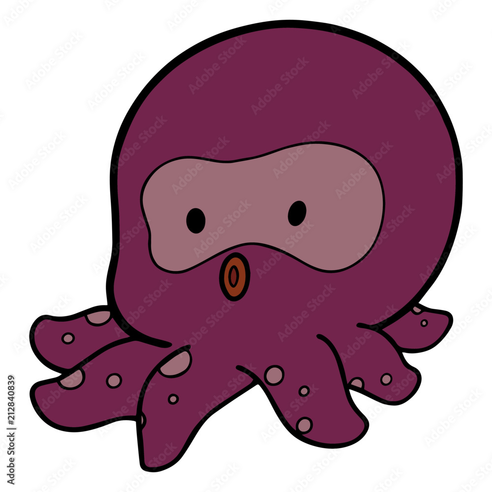 Fototapeta premium Cute octopus cartoon illustration isolated on white background for children color book