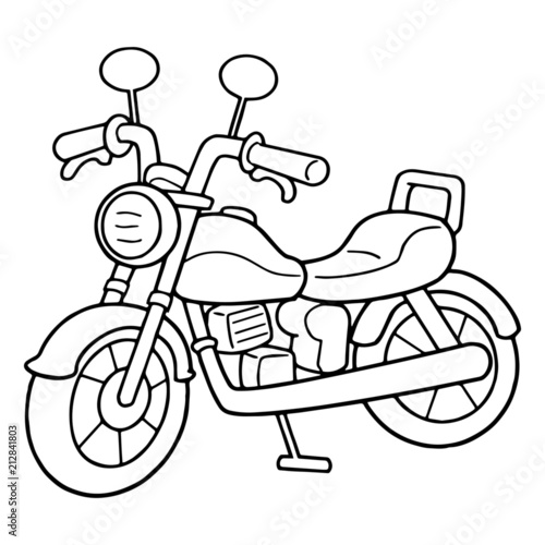 Cute motocycle cartoon illustration isolated on white background for children color book