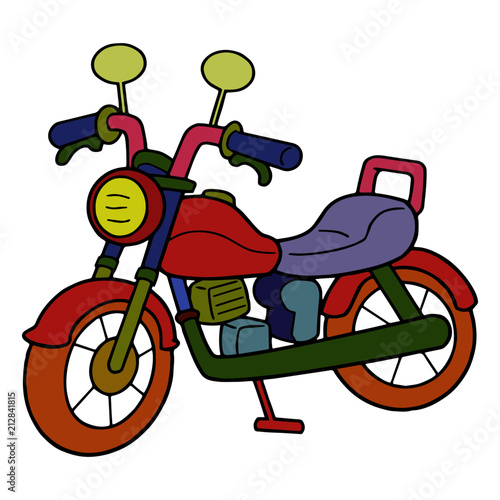 Cute motocycle cartoon illustration isolated on white background for children color book