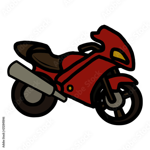 Cute motocycle cartoon illustration isolated on white background for children color book