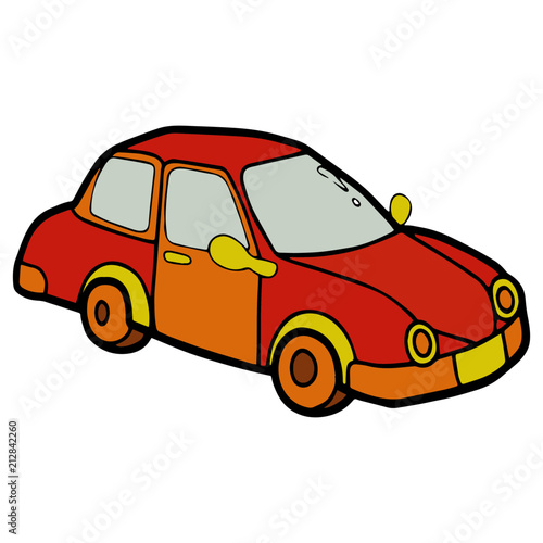Cute cartoon car on white background for children   s prints  t-shirt and funny and friendly character for kids