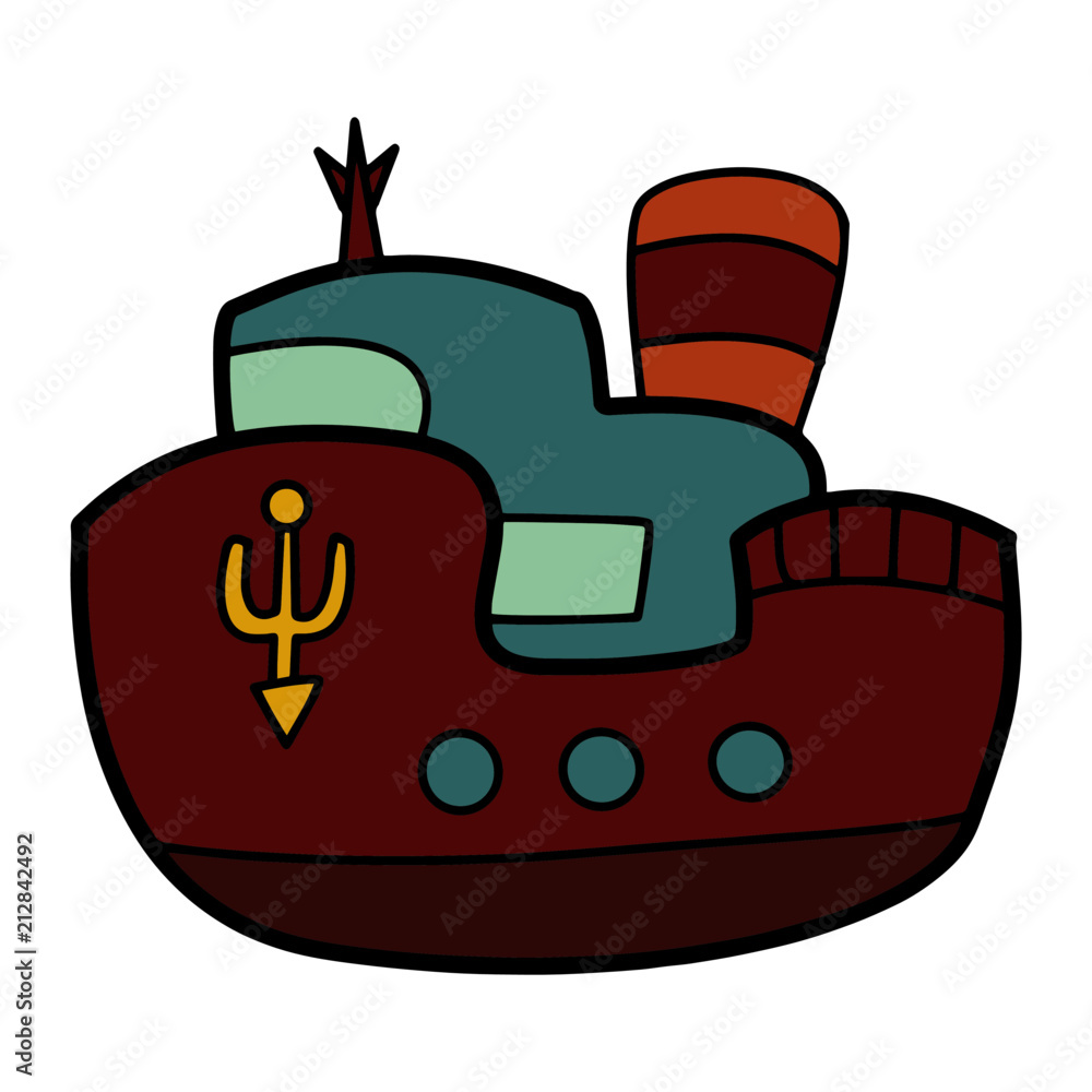 Cargo ship cartoon illustration isolated on white background for children color book Cargo ship cartoon illustration isolated on white background for children color book