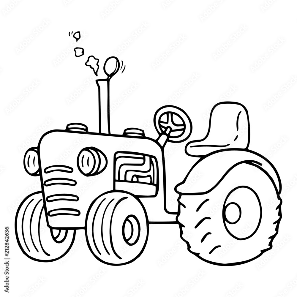 Cute tractor cartoon illustration isolated on white background for children  color book Stock Vector | Adobe Stock