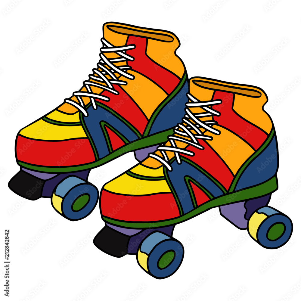 Roller skate cartoon illustration isolated on white background for children  color book Stock Vector | Adobe Stock