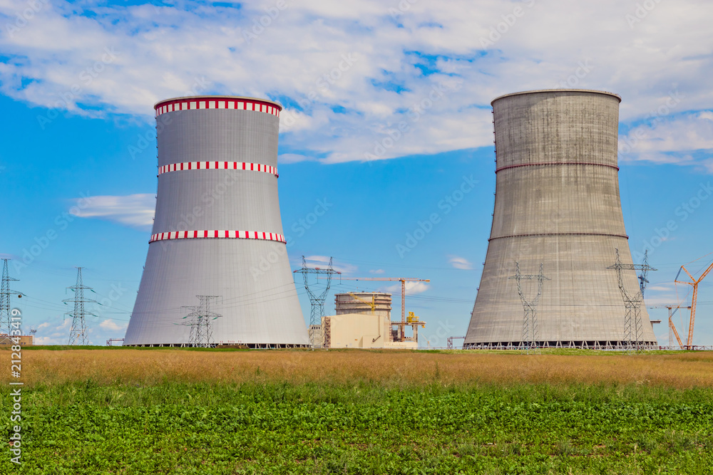 Cooling towers of the nuclear power plant which is under construction in Belarus Cooling towers of the nuclear power plant which is under construction in Belarus