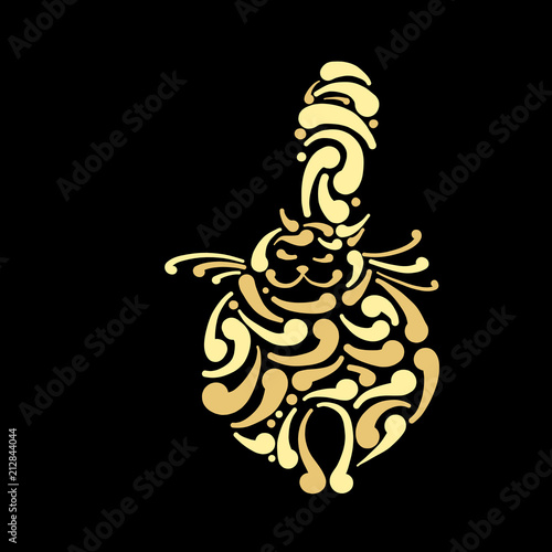 Big graceful cat. Vector illustration