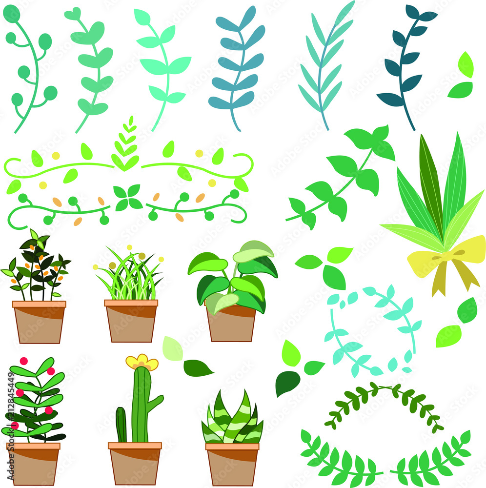 観葉植物ガーデニングインテリアイラスト Stock Vector Adobe Stock