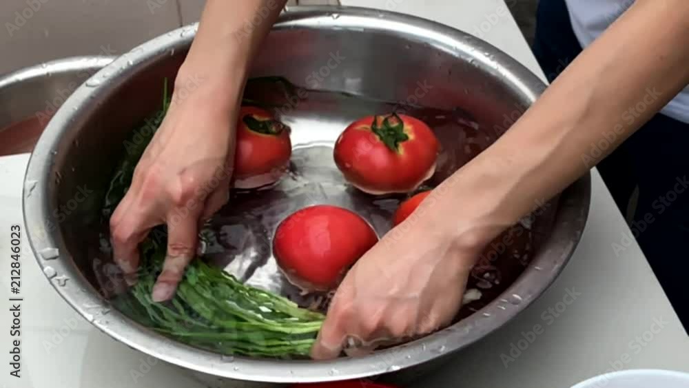 Washing vegetables in prepartion for cooking Washing vegetables in prepartion for cooking