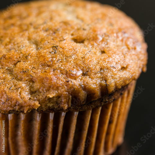 Close up shot of fresh bran muffin